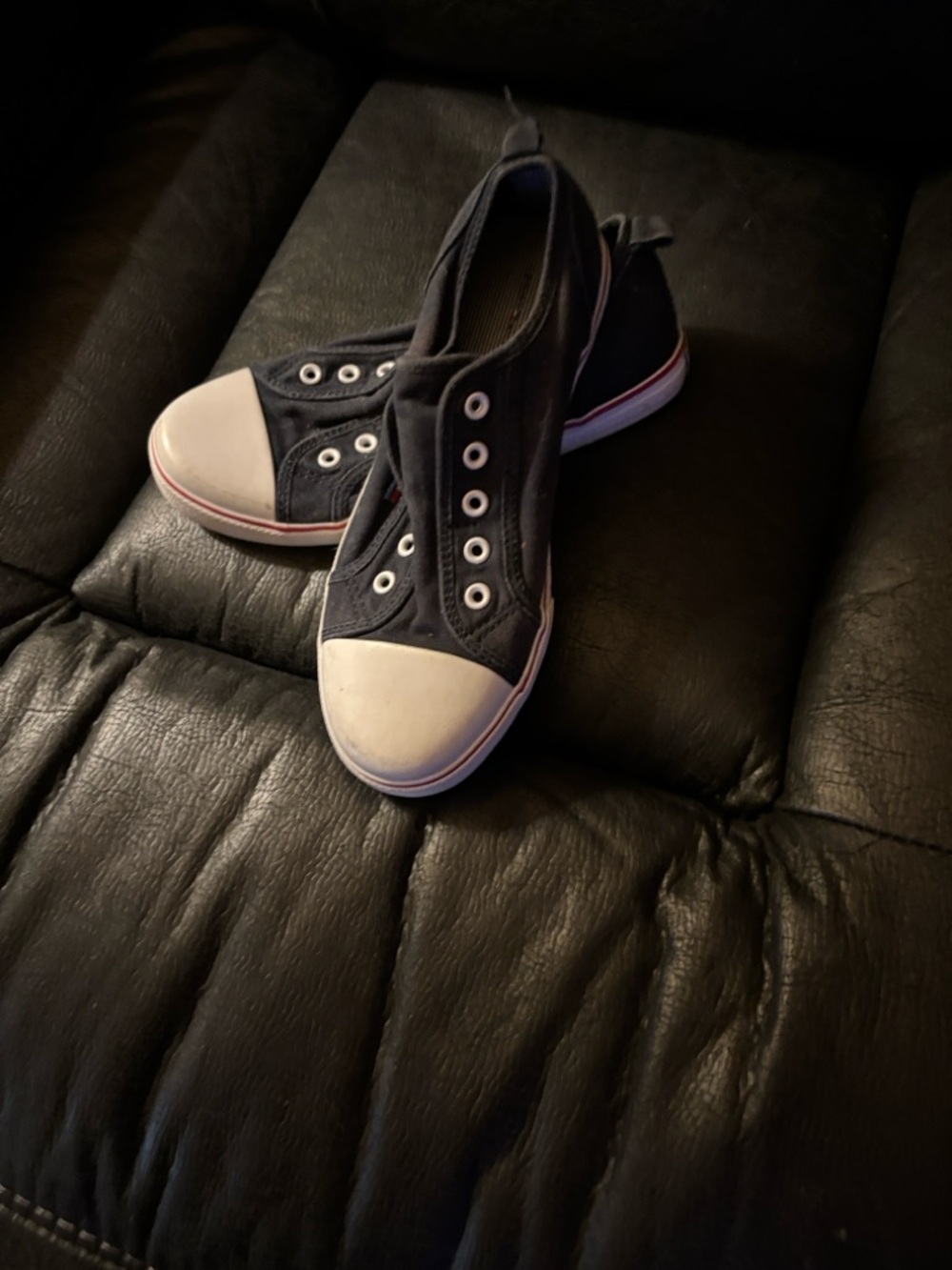 Tommy Hilfiger Black and White Slip-On Canvas Sneakers